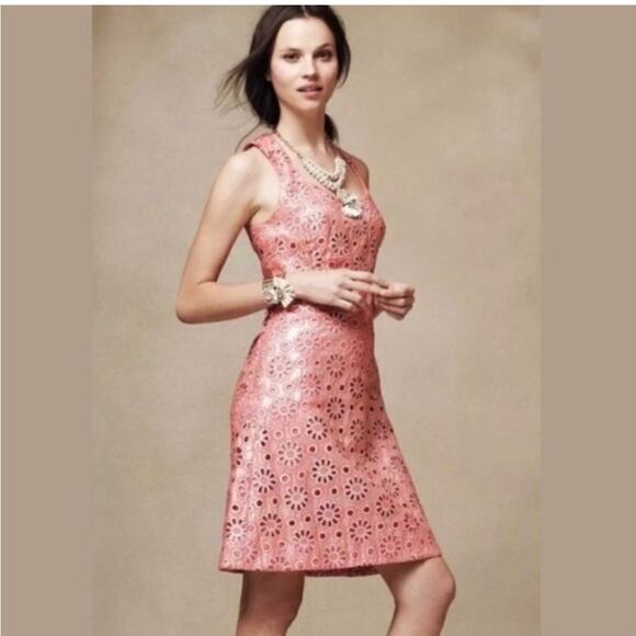 Maeve Coral Shine Daisy Eyelet Metallic Dress, Size 0. Seen on Switched at Birth - Picture 2 of 4